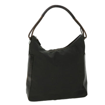 GUCCI Shoulder Bag Nylon Leather Black Auth 52134