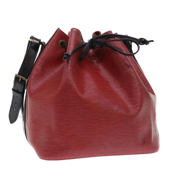 LOUIS VUITTON Epi Petit Noe Shoulder Bag Bicolor Black Red M44172 LV Auth 52381