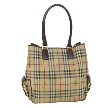 BURBERRY Nova Check Tote Bag PVC Leather Beige Brown Auth 52765