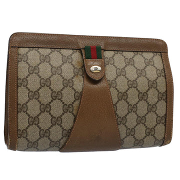 GUCCI GG Supreme Web Sherry Line Clutch Bag Beige Red Green 89 01 032 Auth 53008