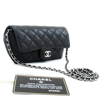 CHANEL Flap Phone Holder With Chain Bag Black Crossbody Clutch
