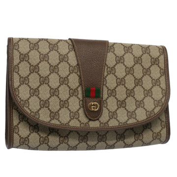 GUCCI GG Canvas Web Sherry Line Clutch Bag Beige Red Green 014 122 Auth 53385