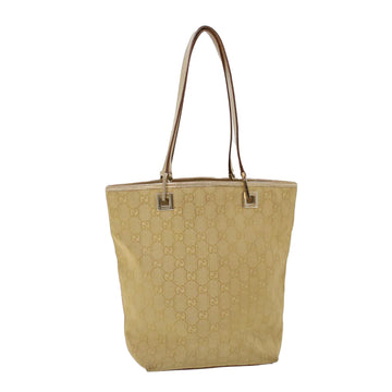 GUCCI GG Canvas Hand Bag Canvas Leather Gold Auth 53657