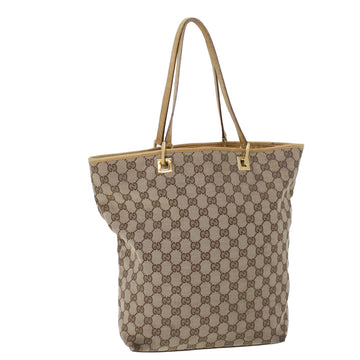 GUCCI GG Canvas Hand Bag Canvas Leather Beige Brown Auth 53661