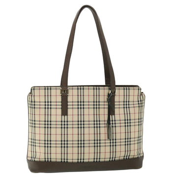 BURBERRY Nova Check Tote Bag Canvas Leather Beige Brown Auth 53722