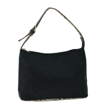 BURBERRY Nova Check Shoulder Bag Nylon Leather Beige Black Auth 53789