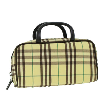 BURBERRY Nova Check Hand Bag Nylon Leather Yellow Brown Auth 53816