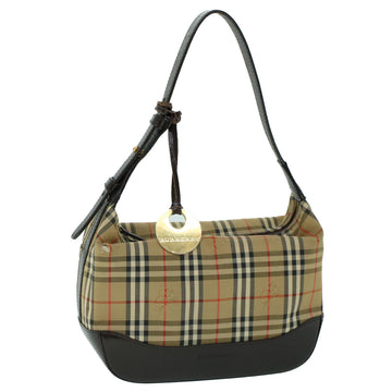 BURBERRY Nova Check Hand Bag Canvas Leather Beige Brown Auth 54027