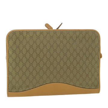 GUCCI GG Canvas Clutch Bag Leather Beige Auth 54130