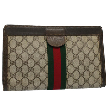GUCCI GG Canvas Web Sherry Line Clutch Bag Beige Red 41 011 2125 28 Auth 54724