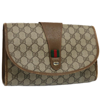 GUCCI GG Canvas Web Sherry Line Clutch Bag Beige Red Green 89 01 030 Auth 54732