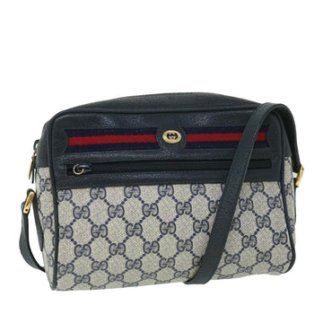 GUCCI GG Canvas Sherry Line Shoulder Bag Gray Red Navy 119.02.087 Auth 54792