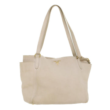 PRADA Shoulder Bag Leather White Auth 54820