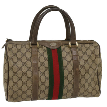 GUCCI GG Canvas Web Sherry Line Boston Bag Beige Red Green 24 02 007 Auth 54955