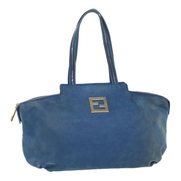 FENDI Tote Bag Leather Blue Auth 55431