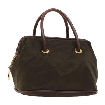 CELINE Hand Bag Nylon Khaki Auth 55453