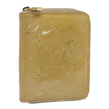 LOUIS VUITTON Monogram Vernis Bloom Compact Wallet Beige M91015 LV Auth 55611