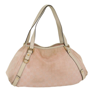 GUCCI GG Canvas Shoulder Bag Pink White 130736 Auth 56056