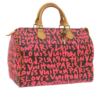 LOUIS VUITTON Monogram Graffiti Speedy 30 Hand Bag Pink M93704 LV Auth 56156A
