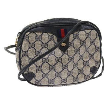 GUCCI GG Supreme Sherry Line Shoulder Bag Red Navy gray 89 02 066 Auth 56189