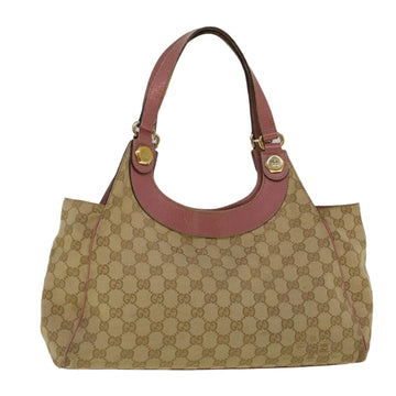 GUCCI GG Canvas Tote Bag Beige Pink 154982 Auth 56290
