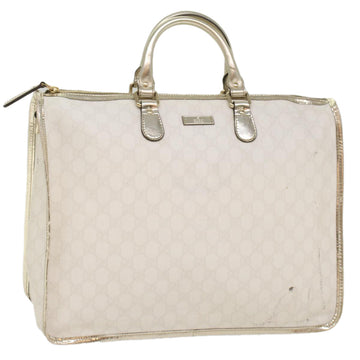 GUCCI GG Supreme Hand Bag PVC Leather White 189899 Auth 56294