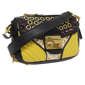 MIU MIU Shoulder Bag Leather Yellow Auth 56295