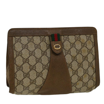 GUCCI GG Supreme Web Sherry Line Clutch Bag Beige Red Green 89 01 032 Auth 56612