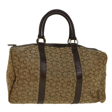 CELINE C Macadam Canvas Hand Bag Leather Beige Auth 56626
