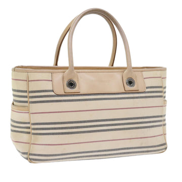 BURBERRY Hand Bag Canvas Beige Auth 56627