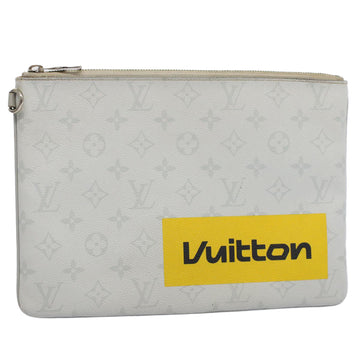LOUIS VUITTON Monogram White Zipped Pouch GM Clutch Bag M68310 LV Auth 56943