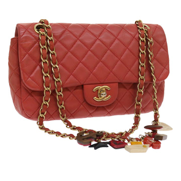 CHANEL Matelasse Chain Shoulder Bag Lamb Skin Valentine Only Pink CC Auth 57072A