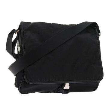 PRADA Shoulder Bag Nylon Leather Black Auth 57250