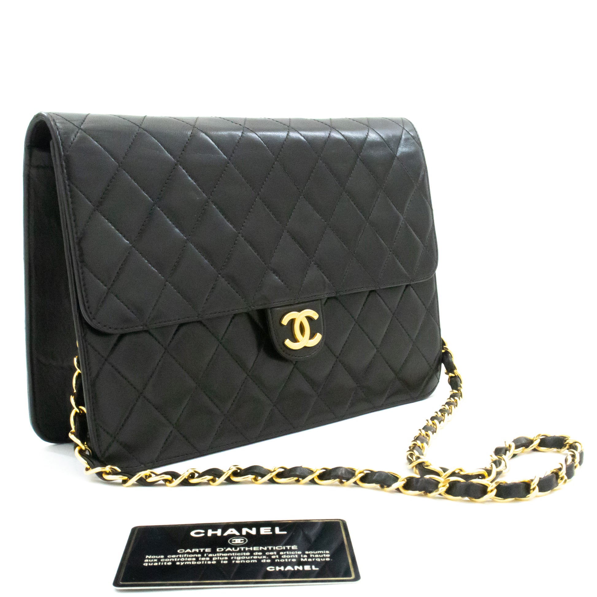 Chanel Quilted Lambskin Leather Wallet on Silver Chain Black Crossbody Bag  - Luxury In Reach