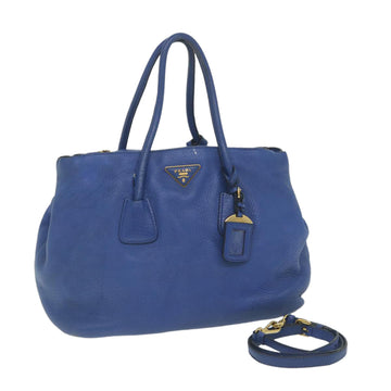 PRADA Shoulder Bag Leather 2way Blue Auth 57344