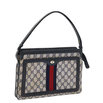 GUCCI GG Supreme Sherry Line Shoulder Bag Navy Red gray 41 02 013 Auth 57734