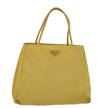 PRADA Tote Bag Nylon Yellow Auth 57760