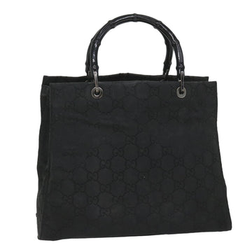 GUCCI GG Canvas Bamboo Hand Bag Black 002 1010 3754 Auth 57797