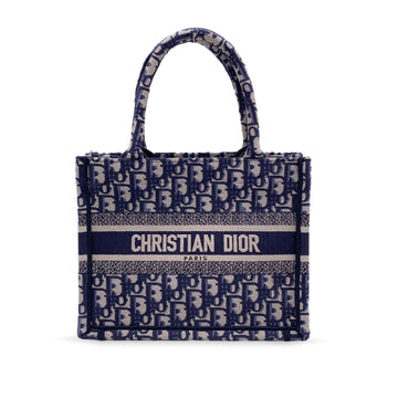 CHRISTIAN DIOR Blue Oblique Canvas Small Book Tote Bag Handbag