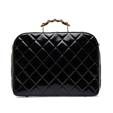 CHANEL Patent Leather Chain Lunch Box Bag
