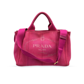 PRADA Pink Canvas Small Canapa Logo 2 Way Tote Bag