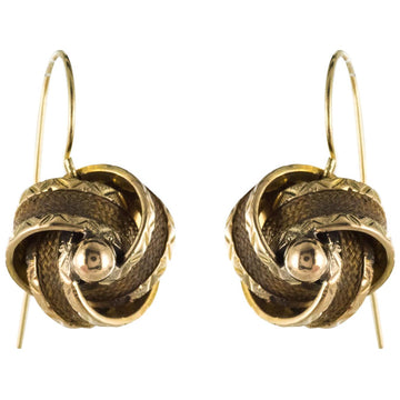 19th Century Golden Bows Hair Drop Earrings