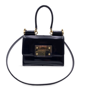 DOLCE & GABBANA Black Patent Leather 90S Sicily Shoulder Bag