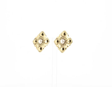 Chanel 1990' gold pleated and pearl earrings