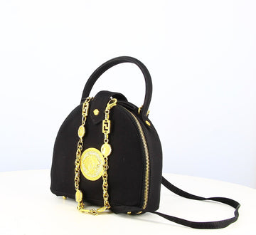 Black Versace handbag in satin fabric
