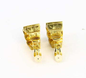 Pair of Yves Saint Laurent Golden Fancy Staircase Earrings