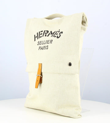 Hermes White Fabric Bag