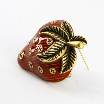 Brooch in Red Strawberry and Golden Gucci