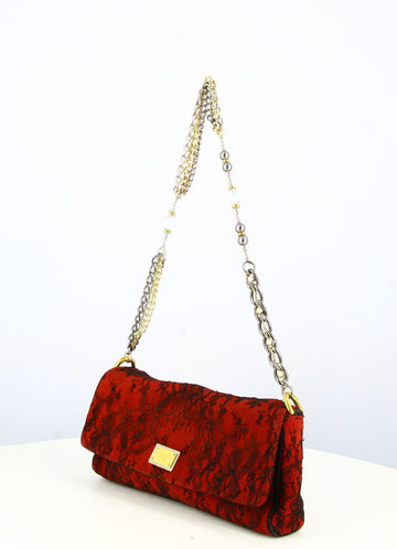 Dolce&Gabbana Red A Black Lace Handbag