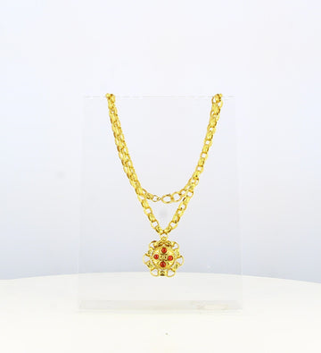 1990 Chanel Necklace By Victoire De Castellane Golden Beads Red